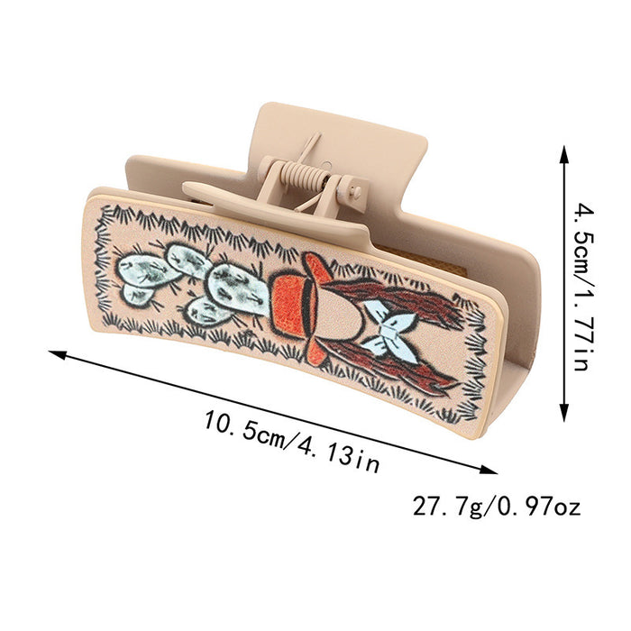 Wholesale Western Denim Style Cactus English Letters Leather Women' s Hairpin Grab Clip Shark Clip