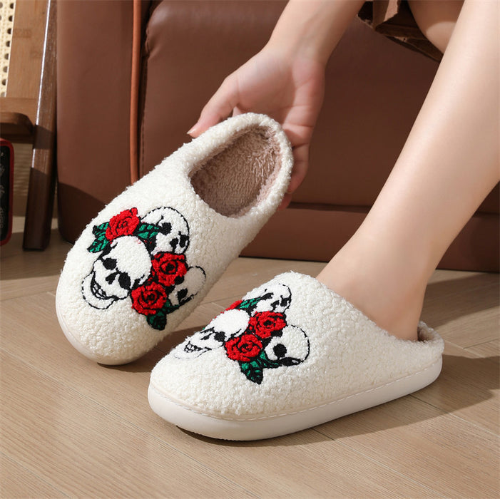Wholesale  slippers for women  home non-slip home indoor warm cartoon skull cotton slippers