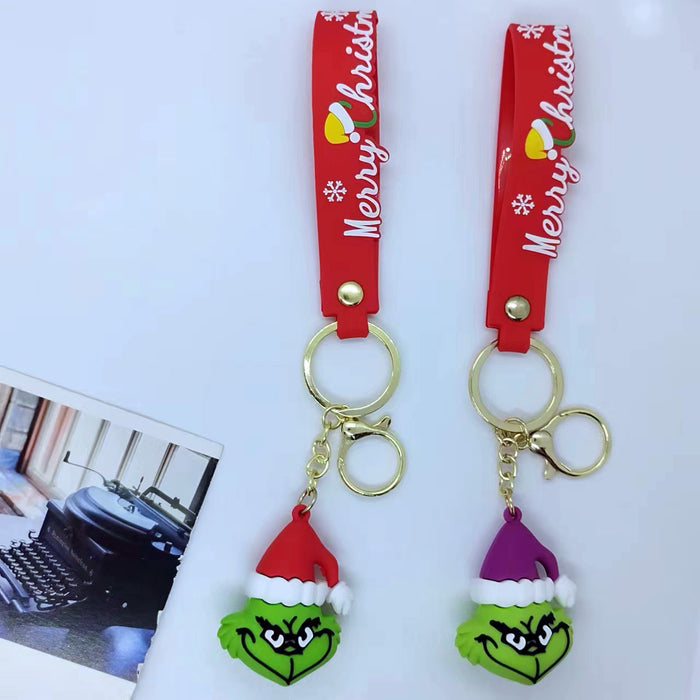 Wholesale cartoon Christmas hat clown keychain pendant bag car key chain accessories gift