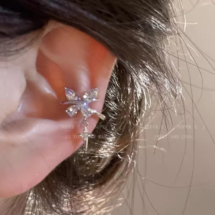 Wholesale Light luxury and high-end butterfly earrings without ear holes and ear bone clips for women, niche and personalized ear clips