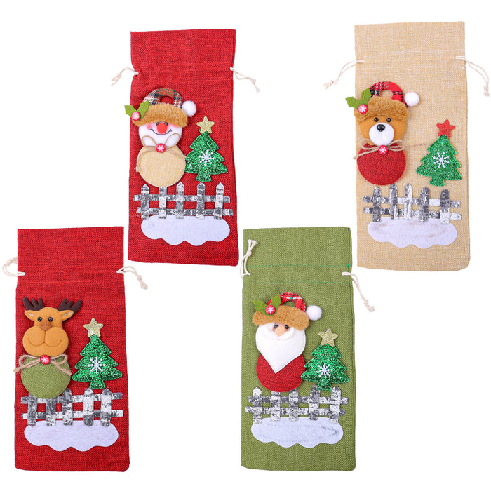 Wholesale New Christmas Party Supplies Christmas Decorations Old Man Red Wine Bag Christmas Decals Decorative Wine Bottle Set