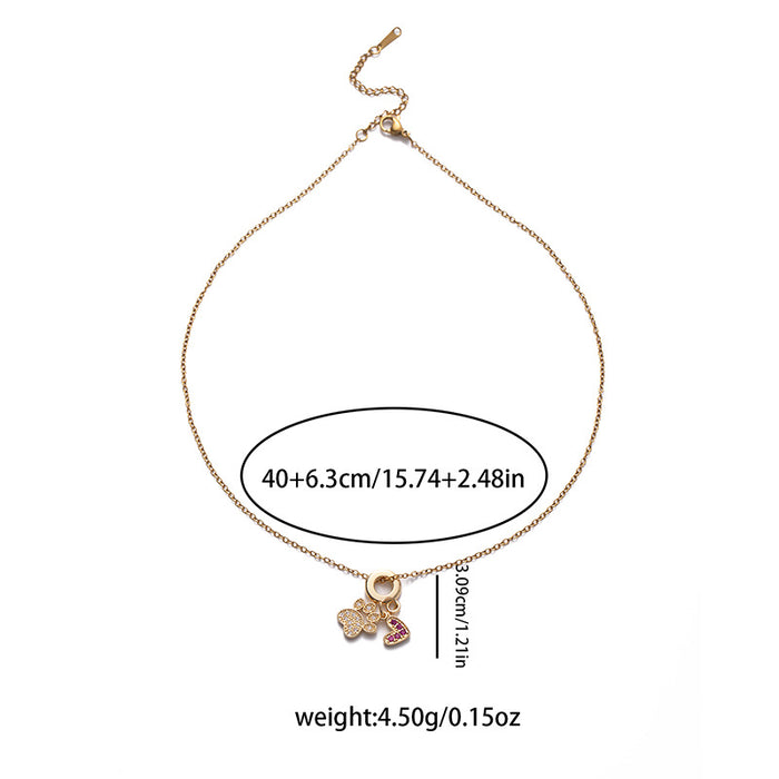 Wholesale Creative New Love Fashion Clavicle Chain Simple and Exquisite Color Pendant Exquisite Zircon Necklace for Women