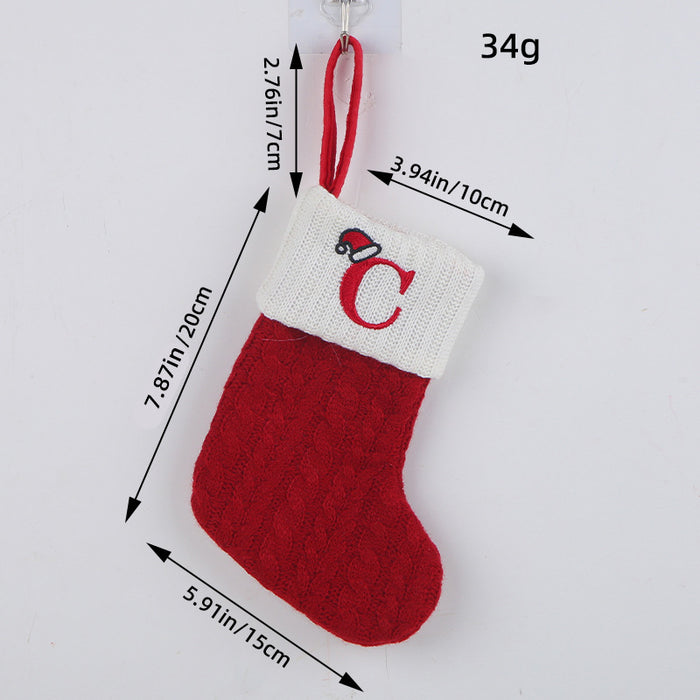Wholesale Classic Red Letter Christmas Socks Wool Knitted Christmas Socks Festive Christmas Pendant Decoration