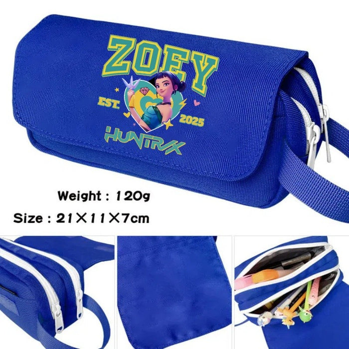 Wholesale Cartoon printed large capacity double-layer hand-held pencil case student stationery bag