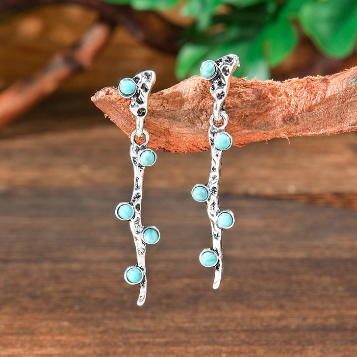 Wholesale 2pcs geometric metal turquoise bohemian earrings
