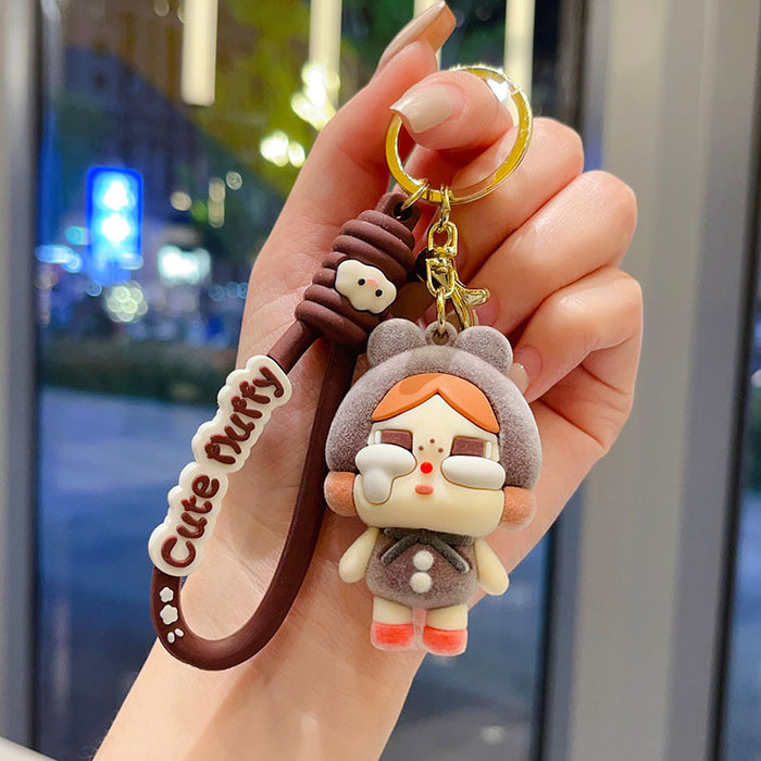 Wholesale  keychain flocking style girls bag pendant blind box gift car key chain small gift