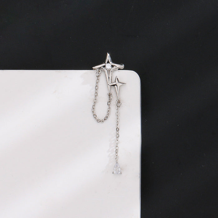 Wholesale No Ear Hole Sparkling Diamond Cross Star Ear Clip Long Personalized Earrings Ear Bone Clip