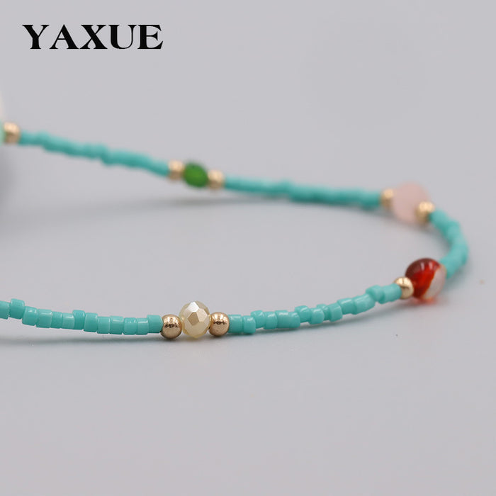 Wholesale Vintage Natural Stone Handmade Beaded Necklace Niche Design Clavicle Chain  Elegant