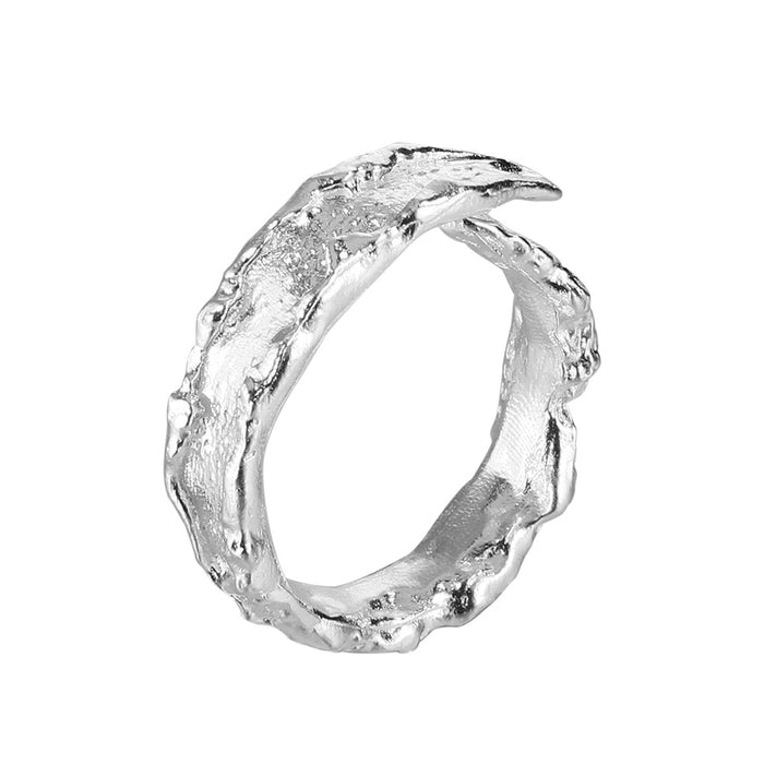 Wholesale S925 Sterling Silver Wrinkle Texture Ring Women's Open Texture Ring