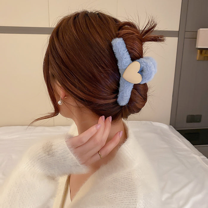 Wholesale Large plush claw clip,  brown color