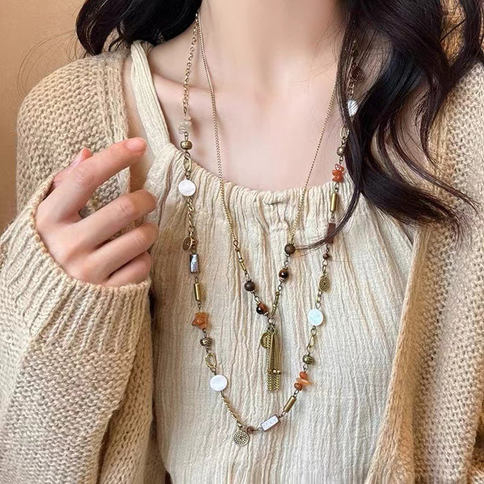 Wholesale Vintage coins, tassels, bead necklaces, sweater chains, stacked black necklaces, accessories