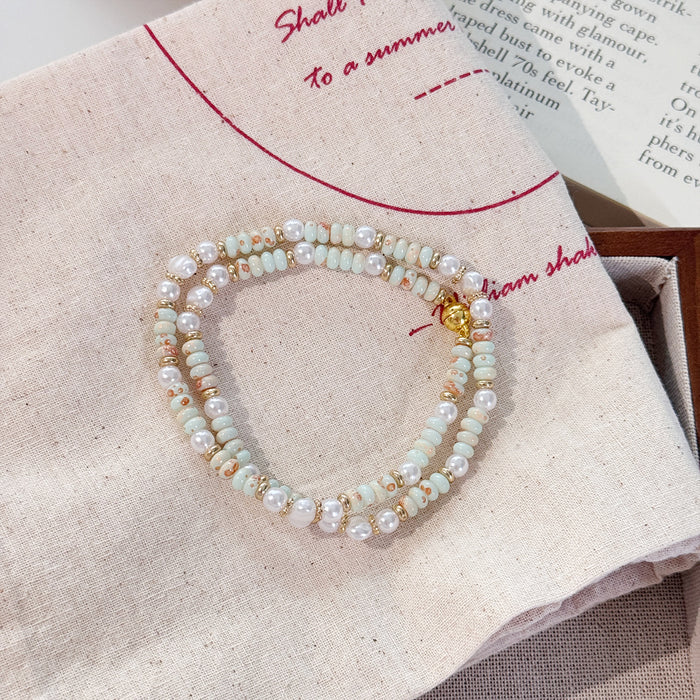 Wholesale Design Color Beaded Pearl Bracelet Double layered Retro, Light Luxury, High End, Stacked Handpiece Wholesale