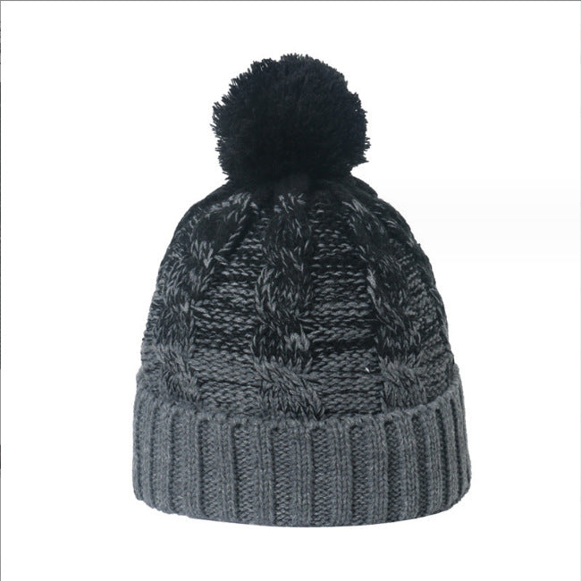 Wholesale fur ball fleece-lined warm knitted winter hat