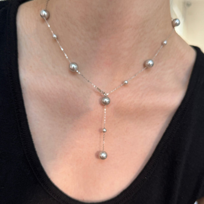 Wholesale Pearl necklace, silver light luxury collarbone chain, simple necklace