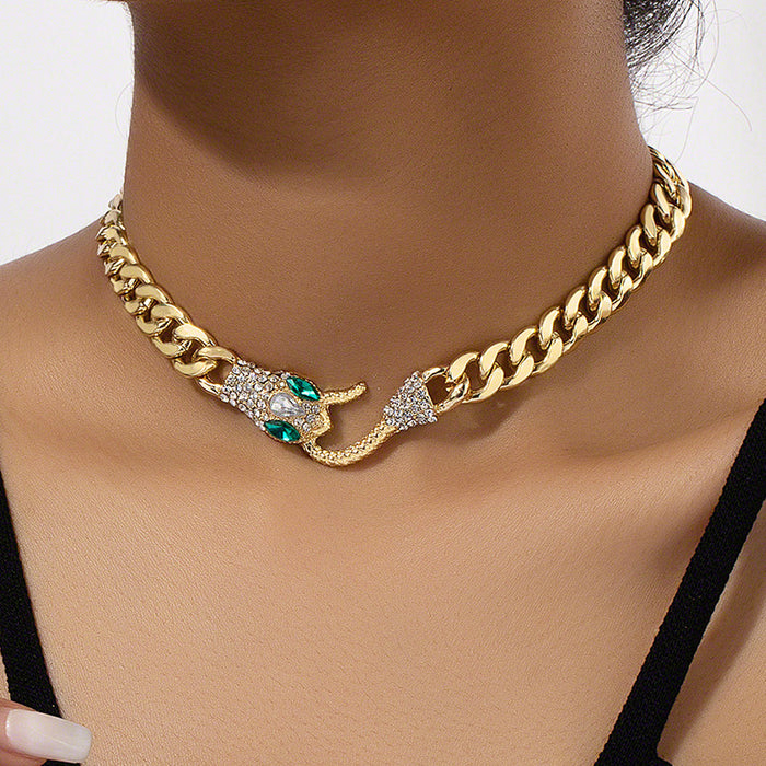 Wholesale Serpentine metal chain necklace collarbone chain New year ins hip-hop trendy cool accessories