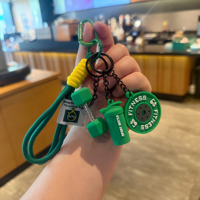 Wholesale Creative Mini Fitness Barbell Keychain