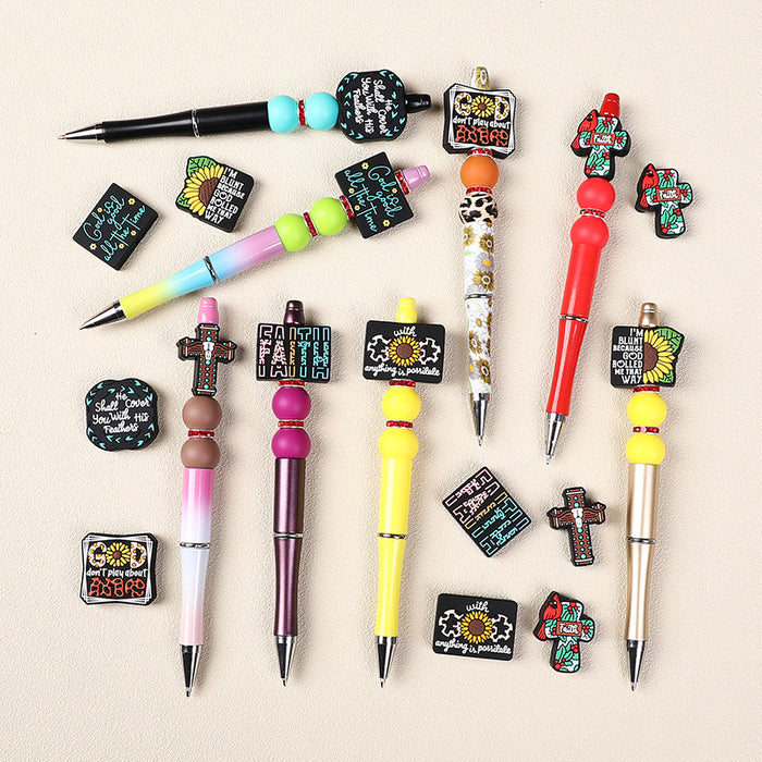 Wholesale 20pcs baby gum creative letter silicone beads DIY pacifier chain cartoon sunflower silicone beads