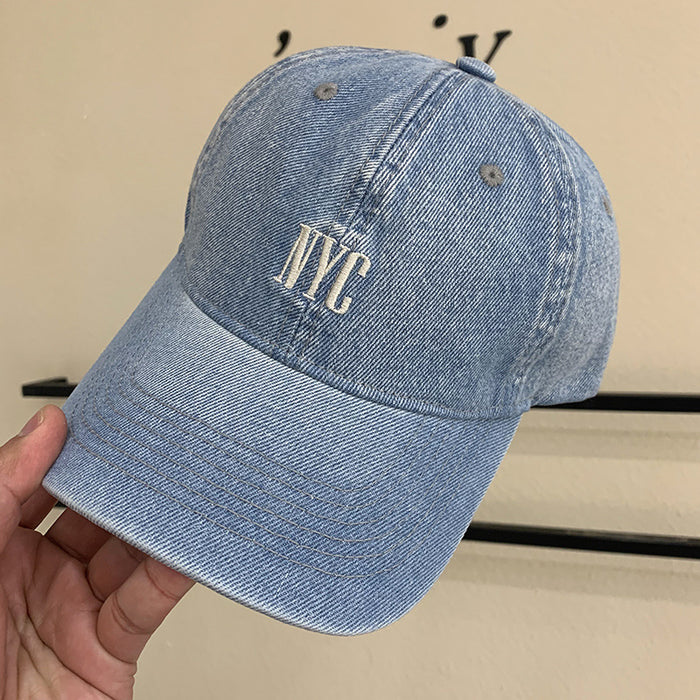 Wholesale Washed denim embroidered duckbill cap, sun shading baseball cap