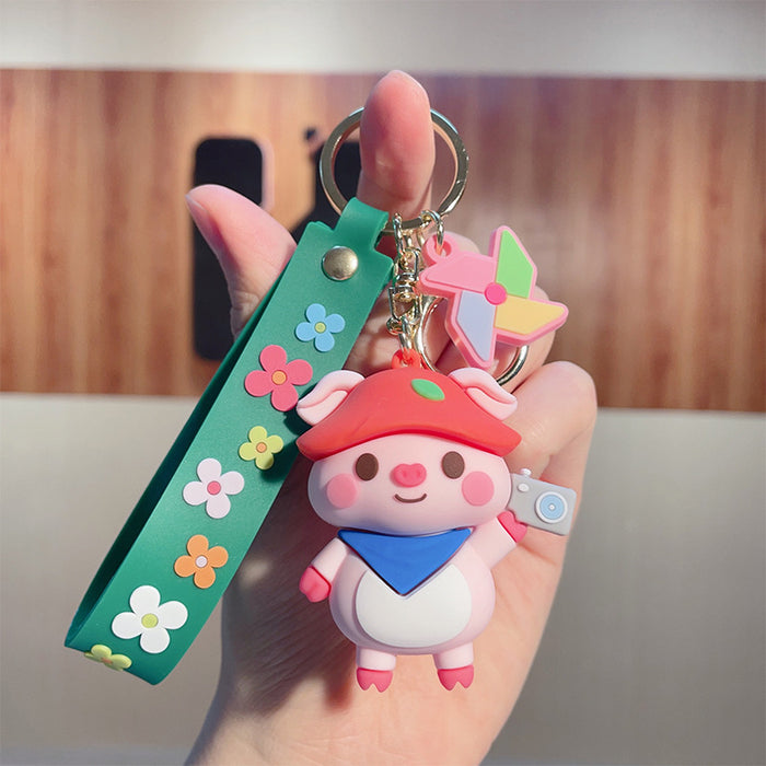 Wholesale Cute Cartoon PVC Pig Keychains