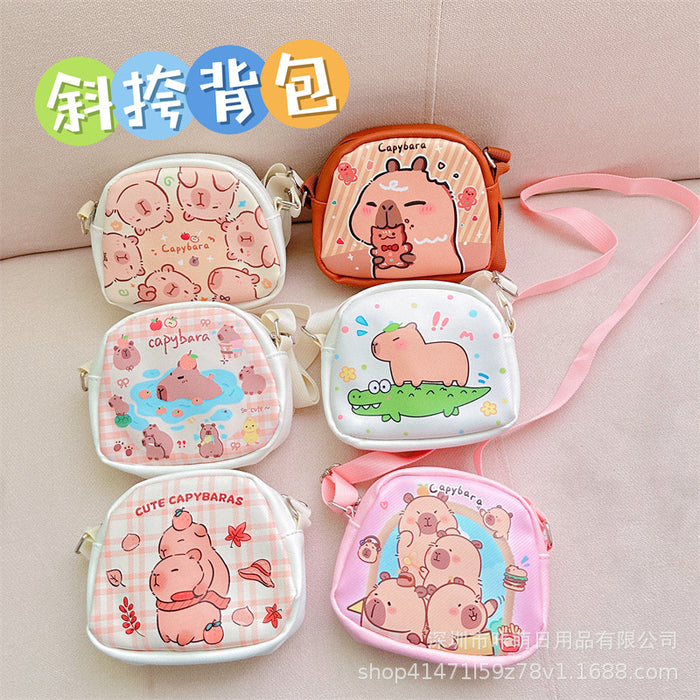 Wholesale Cloth Crossbody Bag Semicircle Shoulder Bag Children' s Small Backpack Shoulder Bag  Capybara Crossbody Bag