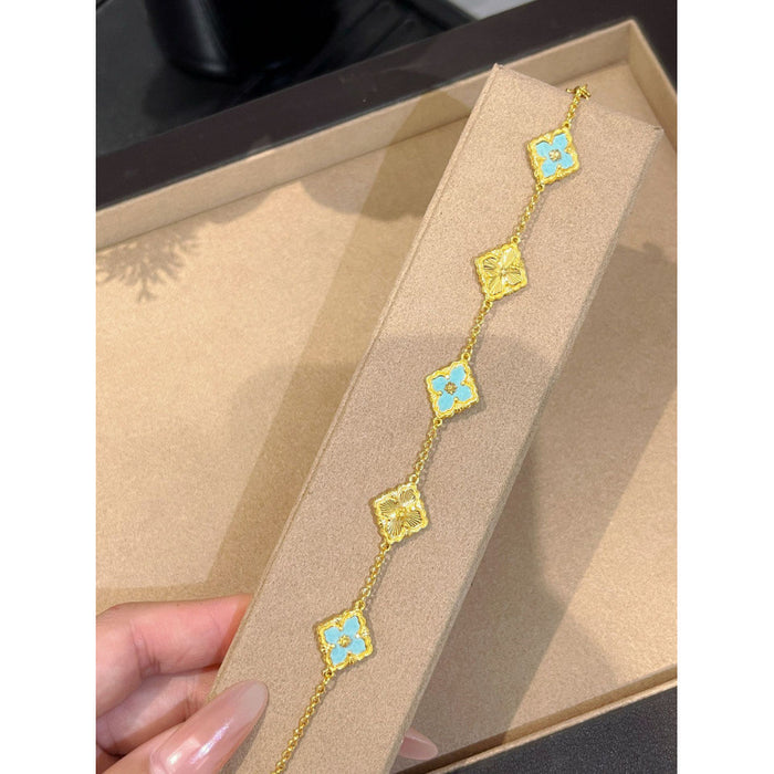 Wholesale Women's Color Four-Leaf Clover Necklace Earrings Bracelet set