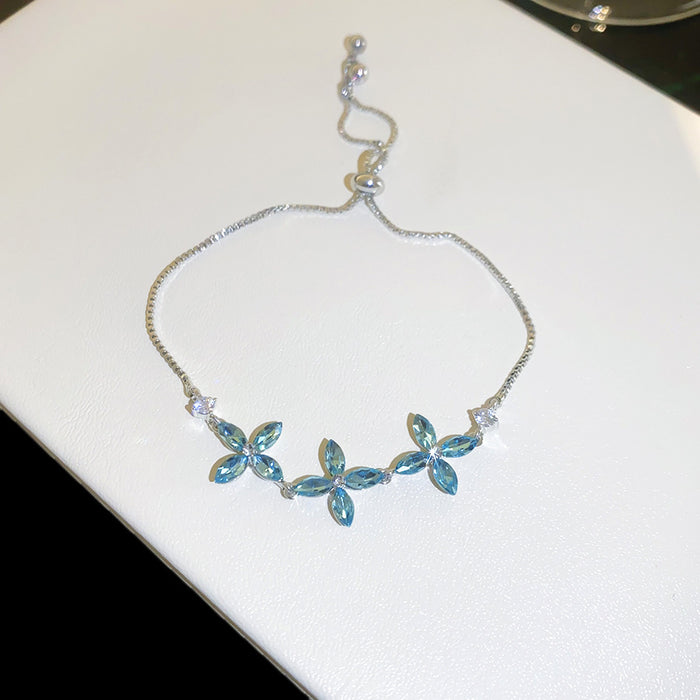 Wholesale Butterfly Zircon Pendant Bracelet Silver Tone Copper Jewelry