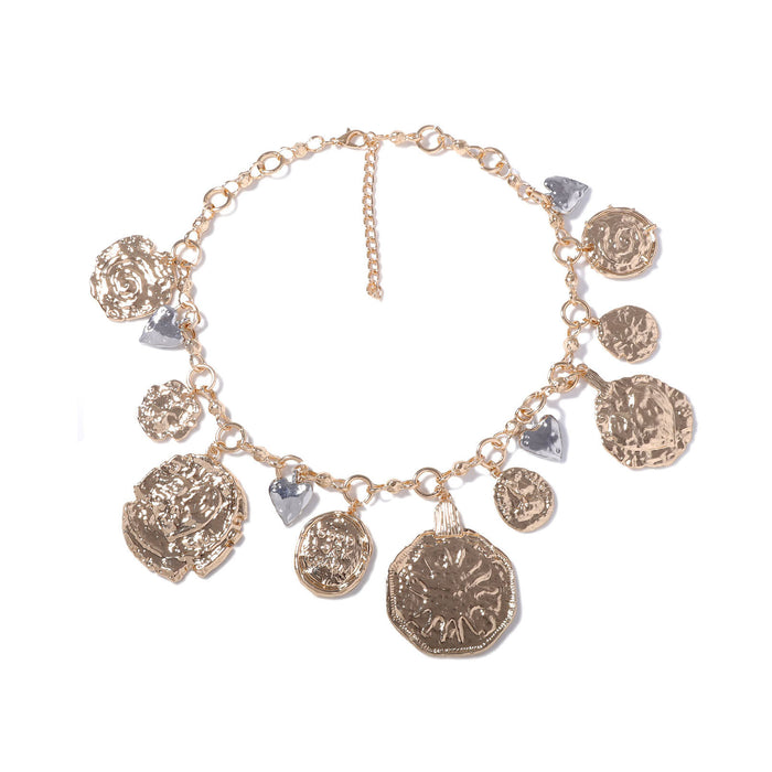 Wholesale Carved Love Badge Alloy Pendant Chain Necklace Fashion Simple Style