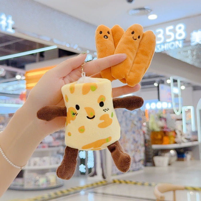 Wholesale Food Pancake  French Fries Plush Pendant Keychain Cotton Doll