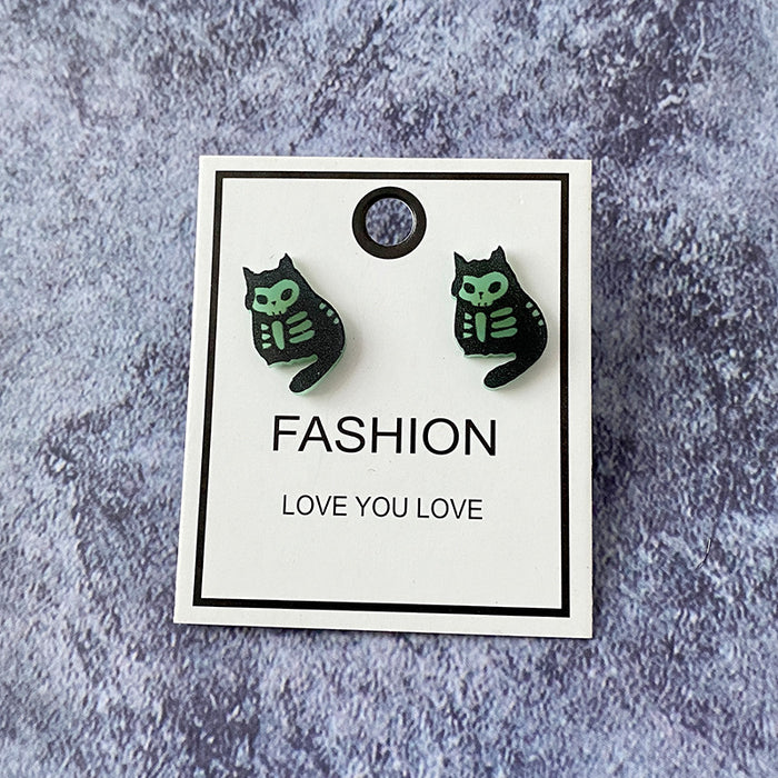 Wholesale  ghost cat luminous stud earrings holiday cute horror female earrings