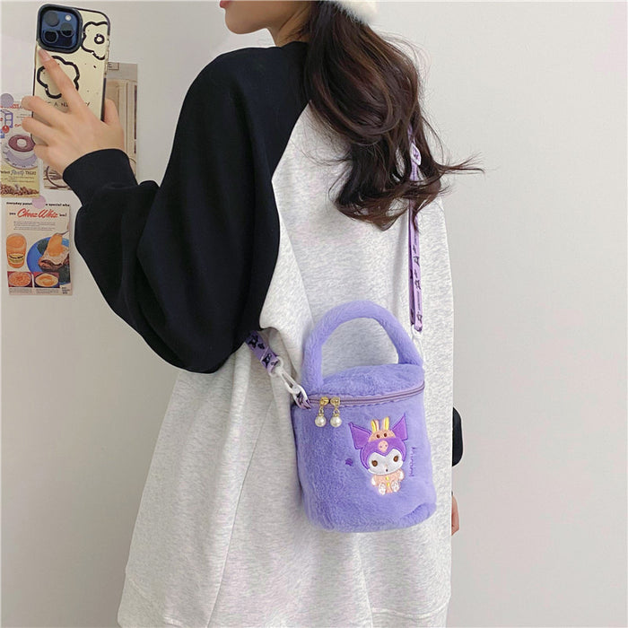 Wholesale Cartoon Plush Shoulder Strap Portable Crossbody Bag Clasp Doll Plush Bag Portable Bucket Bag