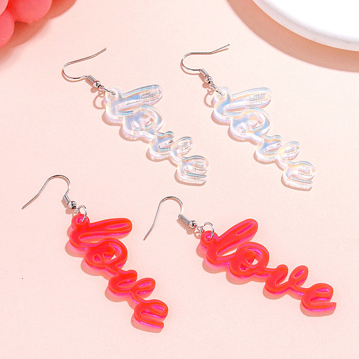 Wholesale Valentine' s Day Earrings Series English Letters Acrylic Romantic Love Colorful Earrings
