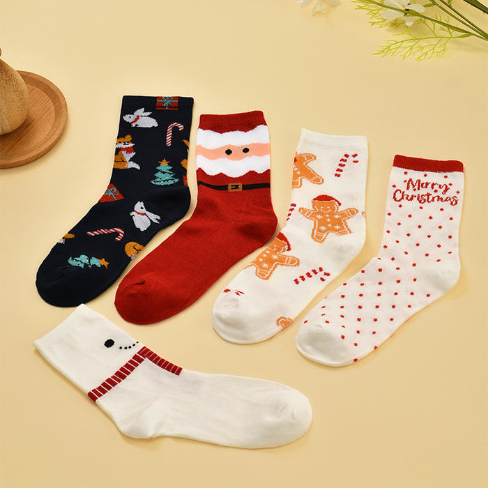 Wholesale 10pcs Cartoon Christmas Polyester Elk Middle Tube Socks JDC-SK-Xinh024