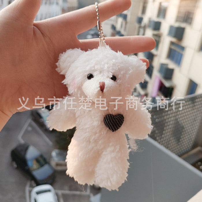 Wholesale Cute Powder Blusher Bear Pendant Plush Bag Pendant Female Conjoined Bear Creative Key Chain Doll JDC-KC-RC003