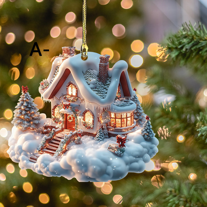 Wholesale Christmas Snow House Acrylic Keychain Pendant MOQ≥2