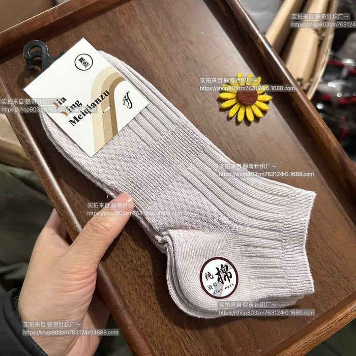 Wholesale Double needle combed cotton socks, short socks, sweat absorbing, breathable, sports short tube socks, thin, low cut