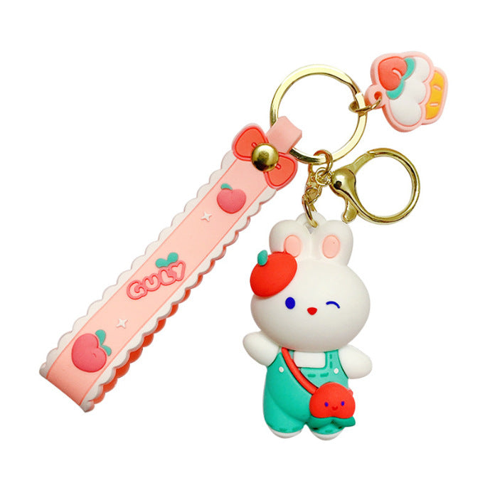 Wholesale Cartoon Bow Tie Rabbit Keychain PVC Car Key Accessory Gift