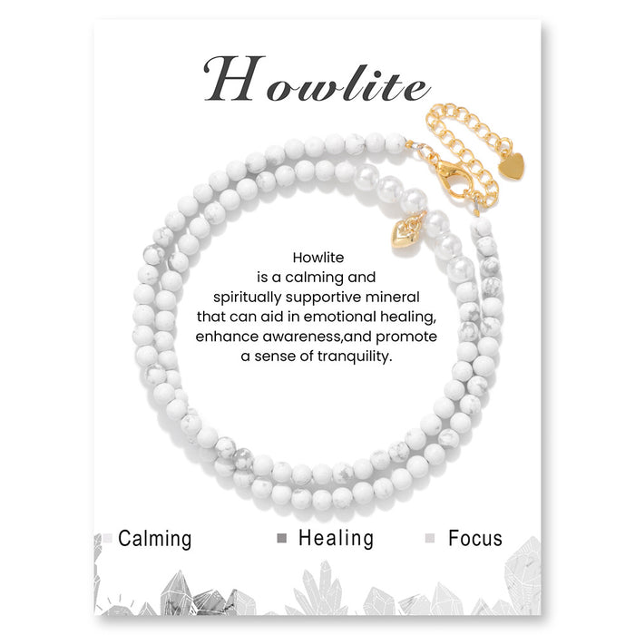 Wholesale 4mm stone bead necklace with heart pendant a choker style necklace