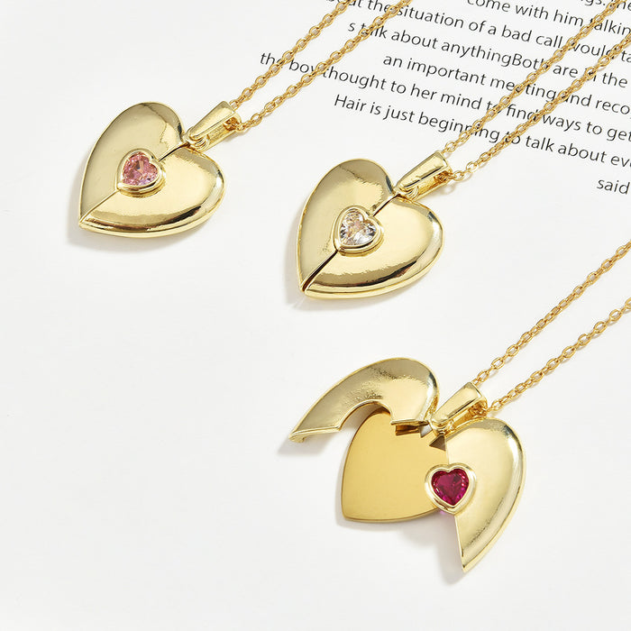 Wholesale Openable heart-shaped gemstone necklaces