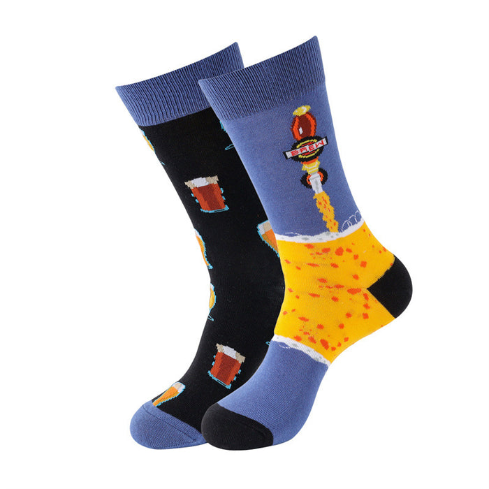 Wholesale Hamburger French Fries Cartoon Cotton Middle Socks JDC-SK-HuiHe047