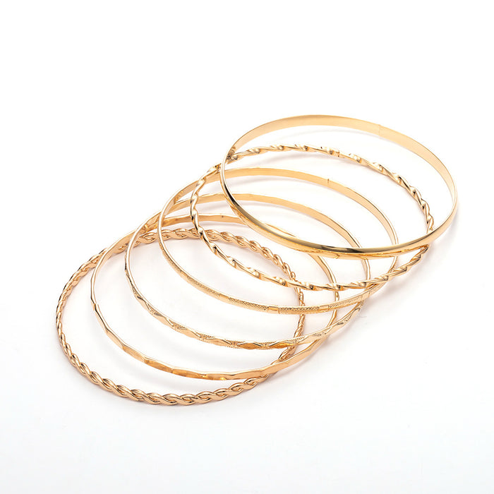 Wholesale Simple Gold Alloy Bracelet 6 Pieces Set JDC-BT-KeR006