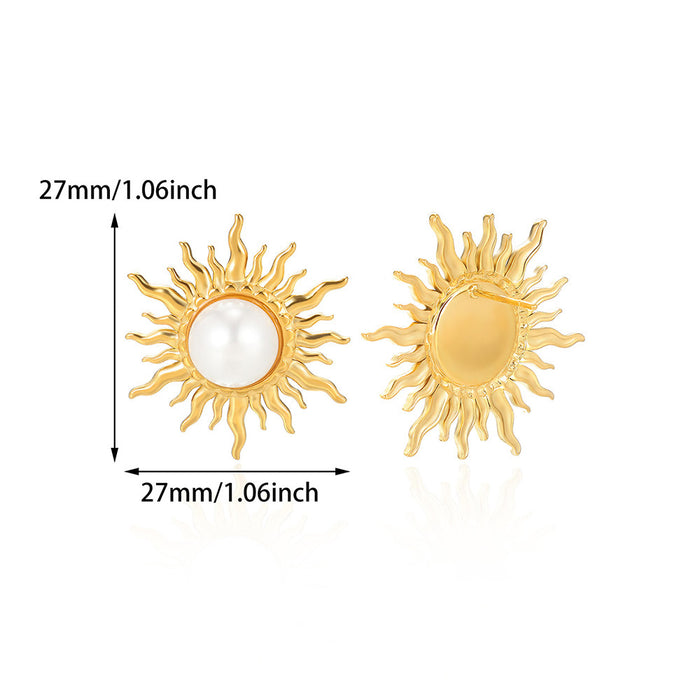 Wholesale Stainless Steel Earrings Double-Layer Glossy  Geometric Earrings