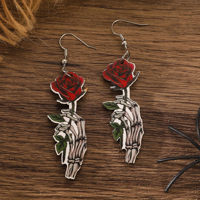 Wholesale  Gothic Skull Flamingo Pumpkin Ghost Pendant Wooden Holiday Earrings