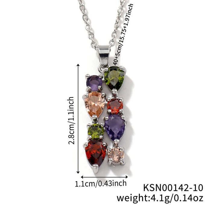 Wholesale Necklace Colored Stone Zircon Pendant Long Necklace Colorful Necklace