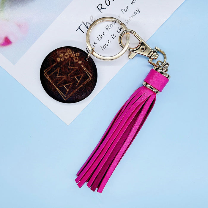 Wholesale Wooden MOM Mother's Day Tassel Creative Keychain JDC-KC-RongR021