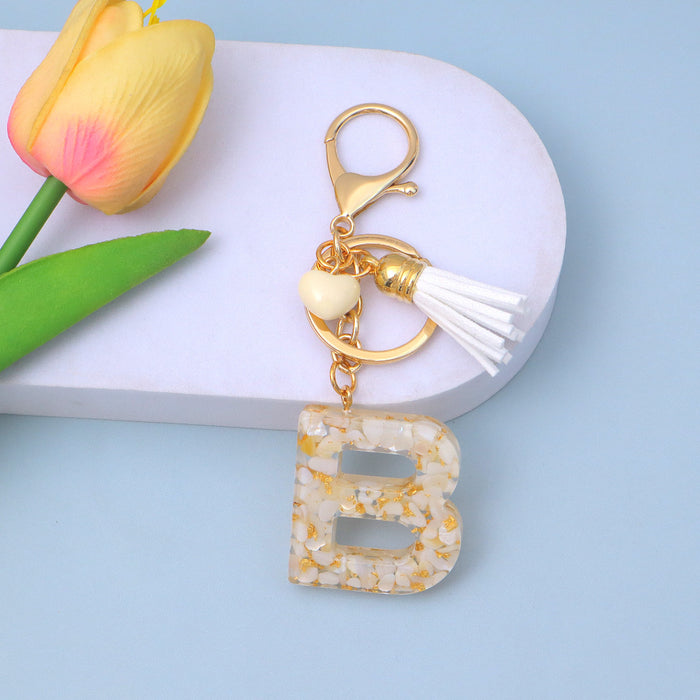 Wholesale New Gold Foil Drop Glue Letter Pendant Keychain Girl Bag Pendant Girlfriend Gift