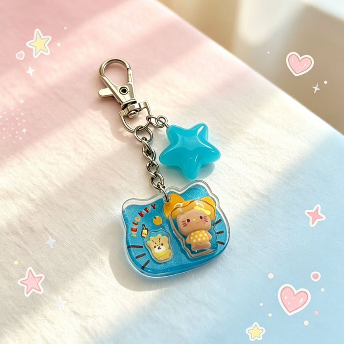 Wholesale Cute Cat Star Keychain Acrylic 3D Cartoon Pendant Bag Charm Gift