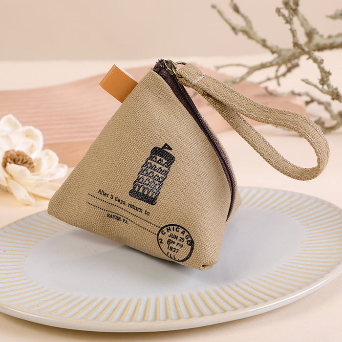 Wholesale Retro coin purse, simple and fashionable canvas cartoon key, cute card bag