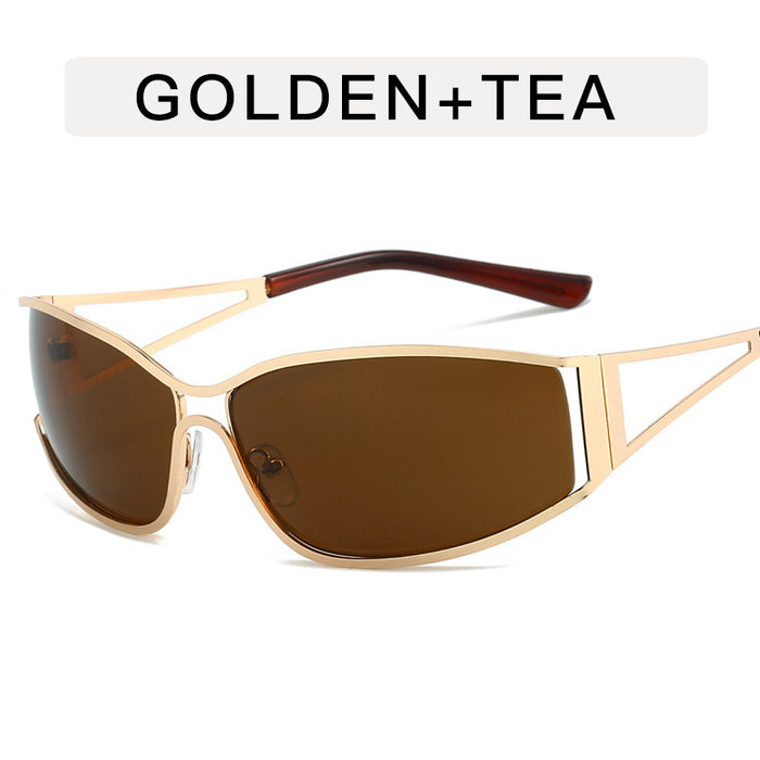 Wholesale Personalized sunglasses, hollow metal sunglasses, cycling narrow frame sunglasses