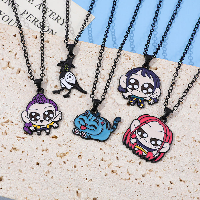 Wholesale K-POP Cartoon Cute Metal Dripping Pendant Necklace