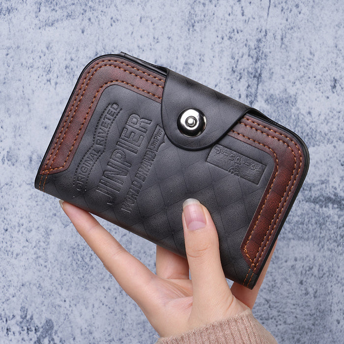 Wholesale Stylish Men' s Short Wallet PU Leather Business Commuting Multi-Card Zipper Wallet Black Everyday Use